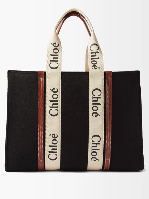 Chloé - Woody Large Wool-felt Tote Bag - Womens - Black | Matches (US)
