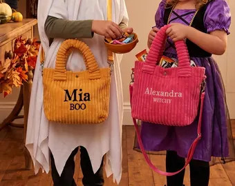 Personalized Corduroy Halloween Trick or Treat Bag, Custom Name Tote | Etsy (Global)