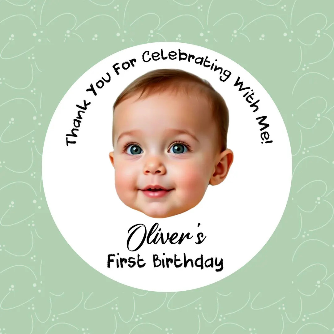 Custom Photo Stickers  Birthday Stickers, Personalized Stickers for Birthday Party, Baby Shower, ... | Etsy (US)