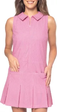 Golftini Women's Pink Plaid Timeless Pleated Golf Dress | DICK'S Sporting Goods