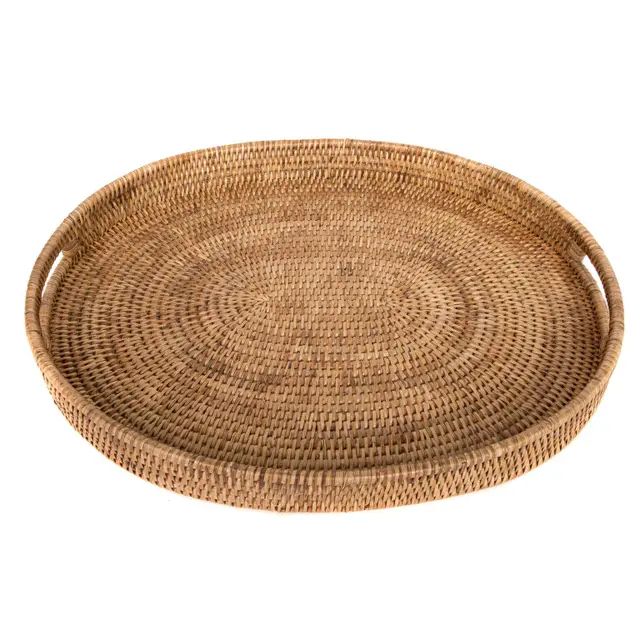 Artifacts Rattan Oval Tray 18"x15"x2" | Chairish