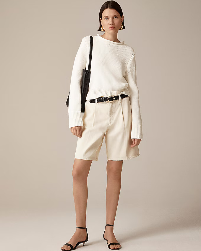 Pleated denim trouser short | J. Crew US