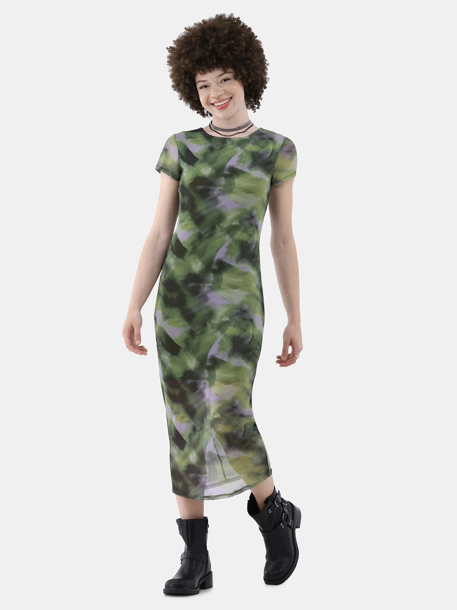 No Boundaries Mesh Maxi Dress, Women's and Women's Plus - Walmart.com | Walmart (US)