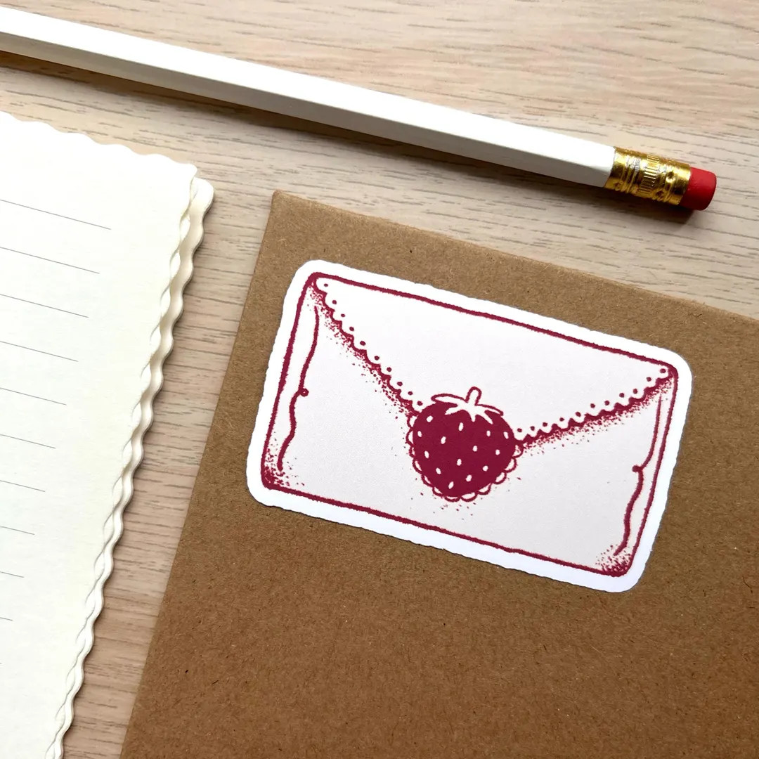 Strawberry Love Letter Vinyl Sticker Cute Sticker, Stationery, Strawberries, Journal, Planners, B... | Etsy (US)