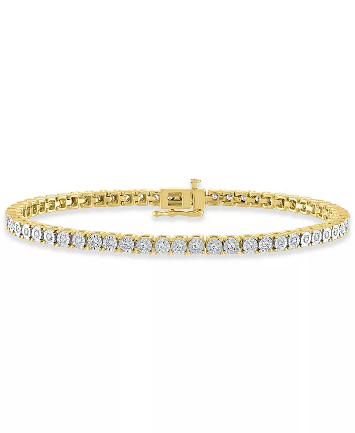 Diamond Tennis Bracelet (1 ct. t.w.) in Sterling Silver, 14k Gold-Plated Sterling Silver or 14k R... | Macy's