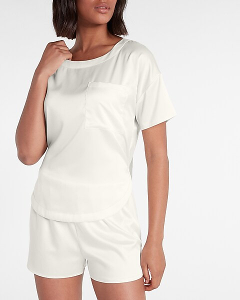 Satin Short Sleeve Pajama Shirt | Express