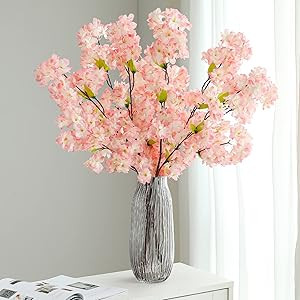 Hawesome Artificial Flowers Cherry Blossom Branches 42 Inch Fake Silk Cherry Blossom Flowers Arra... | Amazon (US)