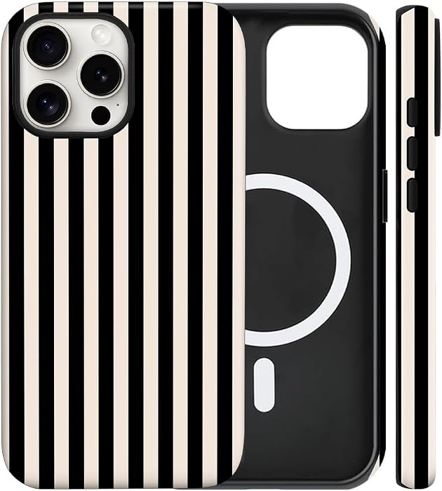 Magnetic for iPhone 16 Pro Case Cute Stripes Phone Case, Shockproof Slim TPU and Hard PC Protecti... | Amazon (US)