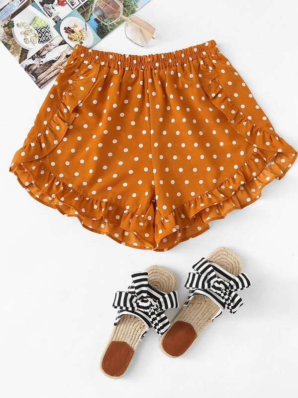 Polka Dot Ruffle Shorts | SHEIN