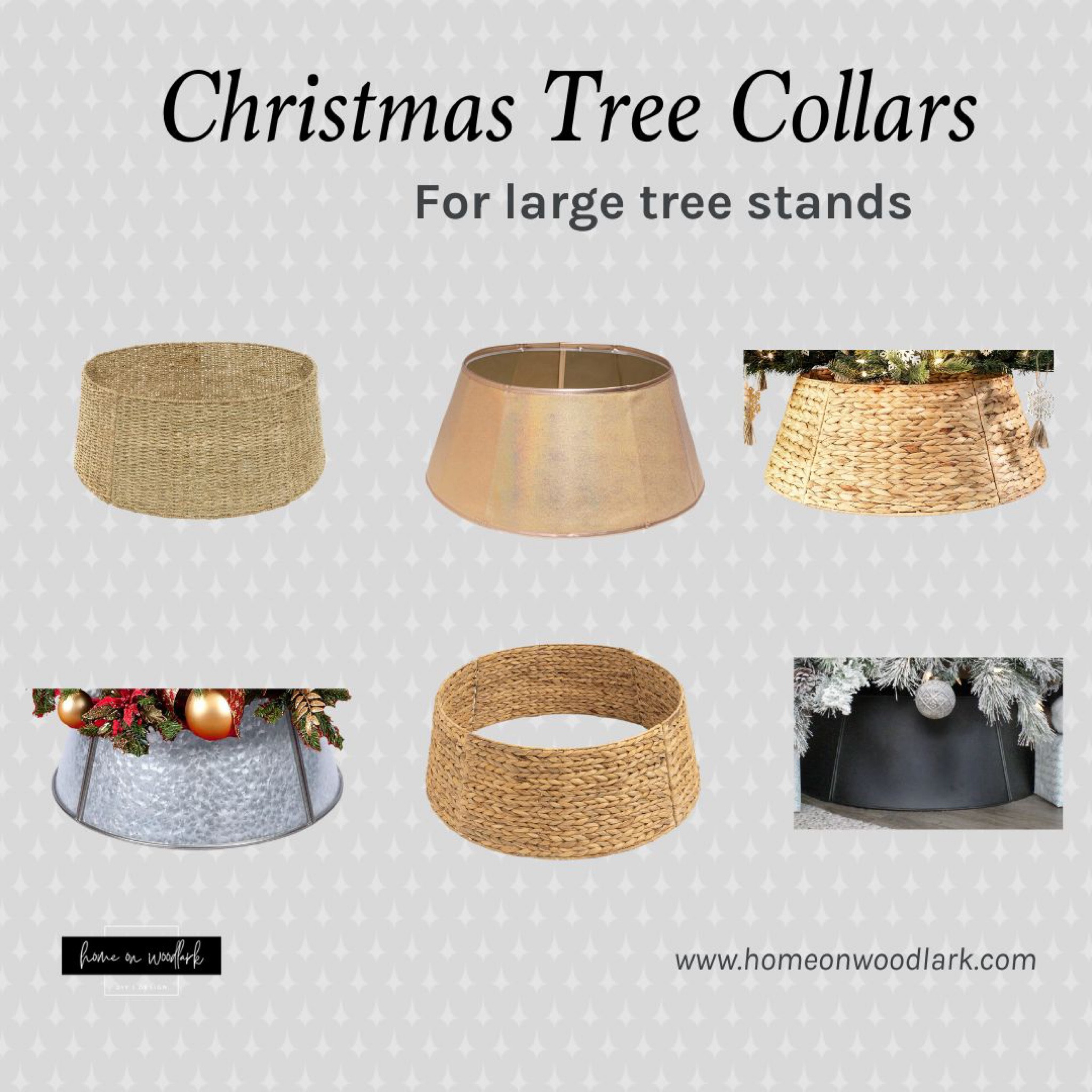 I found large tree collars for Christmas tree bases larger than 26”.  These are great affordable options mostly from Amazon.  

Christmas tree collars.  Amazon Christmas decor.  Christmas tree accessories.  

#LTKSeasonal #LTKHoliday #LTKhome