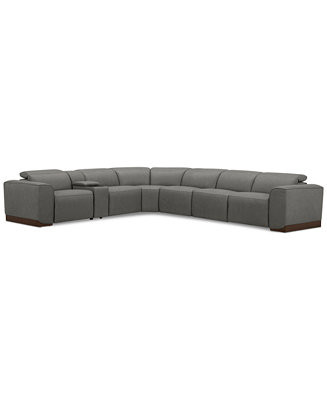 Lovro 7-Pc. Leather Sectional with 3 Power Motion Chairs & 1 Console, Created for Macy's - Macy's | Macy's
