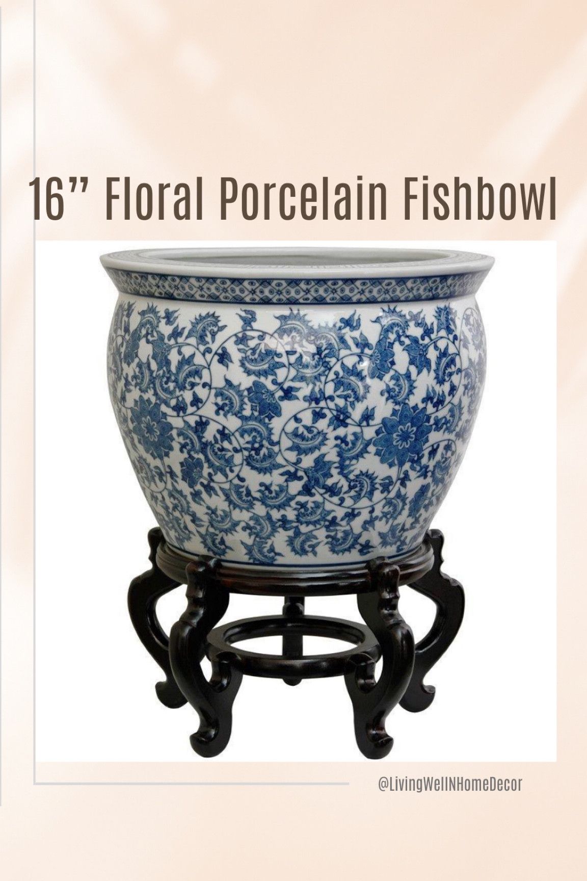 Oriental Furniture 16" Floral Blue and White Porcelain Fishbowl
Found it on HSN! 
#chinoiserie
#grandmillenial

#LTKMidsize #LTKHome #LTKOver40