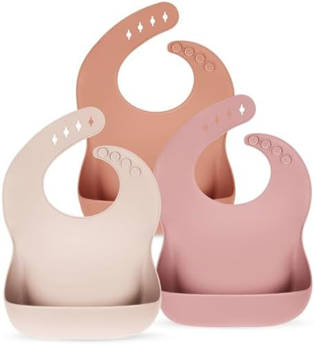 Silicone Bibs for Babies Toddler Set of 3, BPA Free, Soft Adjustable Waterproof Bibs for Feeding ... | Amazon (US)