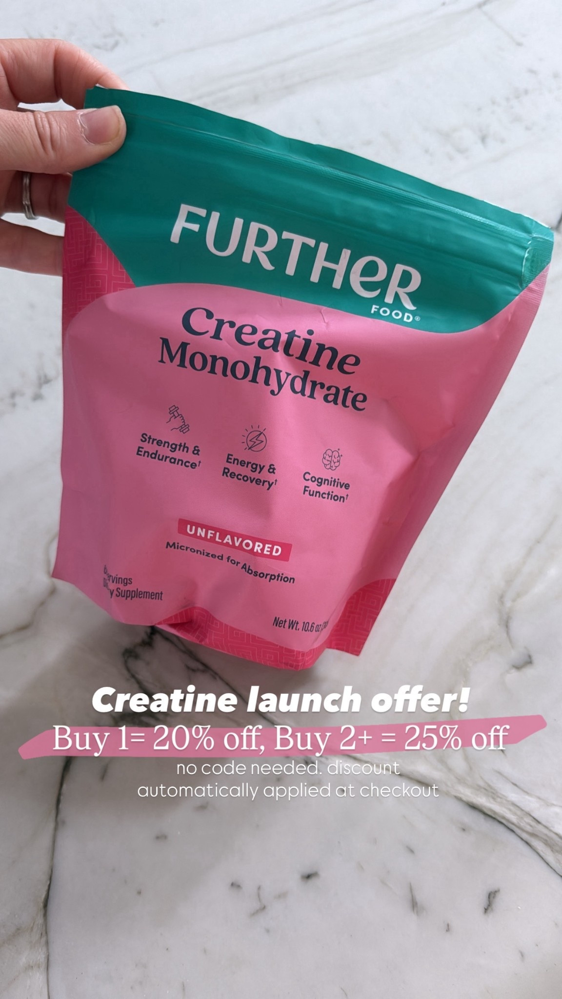 Further Food has now launched Creatine Monohydrate! Recover from your workouts faster, promote muscular strength and endurance, & support your mental clarity and focus! Right now get Buy 1 = 20% off, Buy 2+ = 25% off! 

#LTKActive