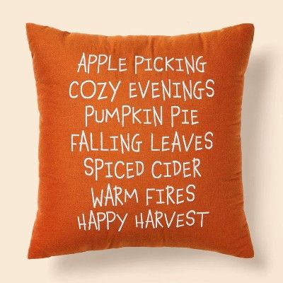 Fall Square Throw Pillow Orange/Almond - Spritz&#8482; | Target