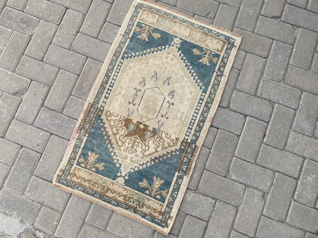 Small Turkish Rug, Small Vintage Rug, Tiny Oushak Rug, Turkish Doormat, Vintage Doormat, Oushak D... | Etsy (US)
