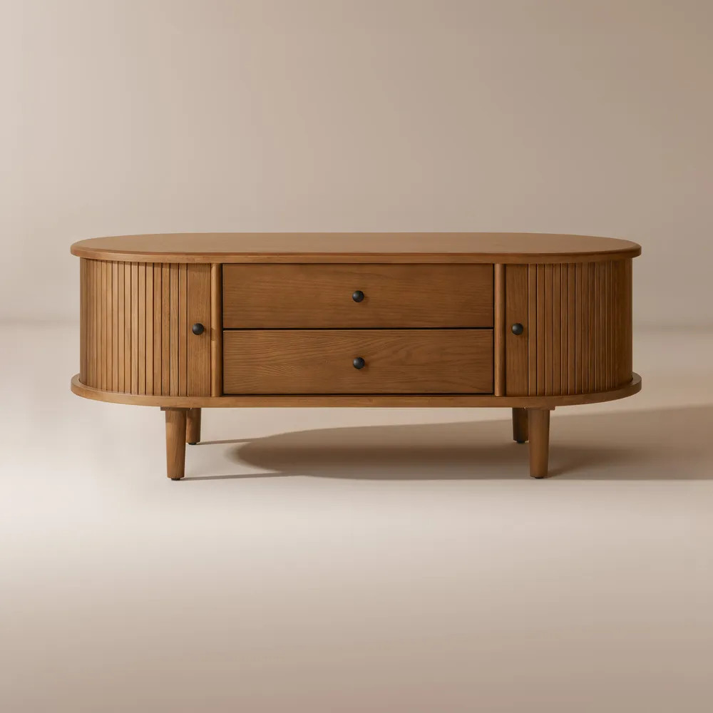 Tristan 47" MCM Solid Wood Coffee Table | Hernest