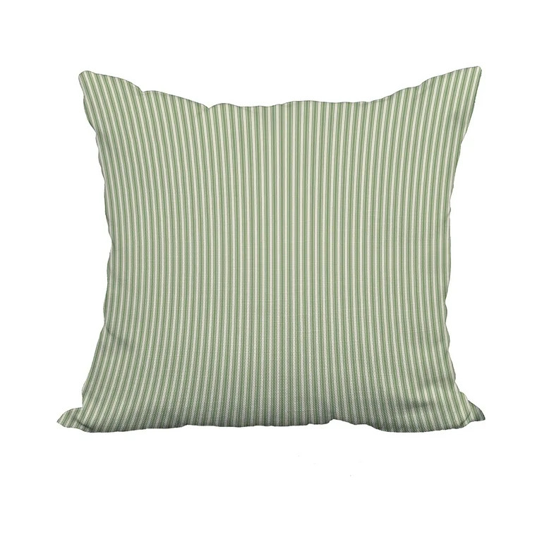 18 x 18 Inch Ticking Stripe Green Stripe Print Decorative Polyester Throw Pillow with Linen Textu... | Walmart (US)