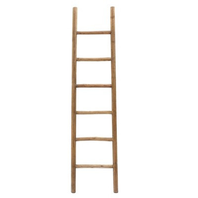 LuxenHome Rustic 6ft Decorative Blanket Ladder Brown | Target