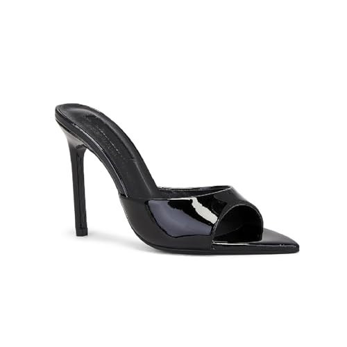 LOVEHEYNEW Women's Leather Pointed Toe Stilettos Heeled Sandals Fashion Sexy Open Toe Slip On Backless High Heels Slides for Party Prom Date Dress Shoes (black,6.5) | Amazon (US)
