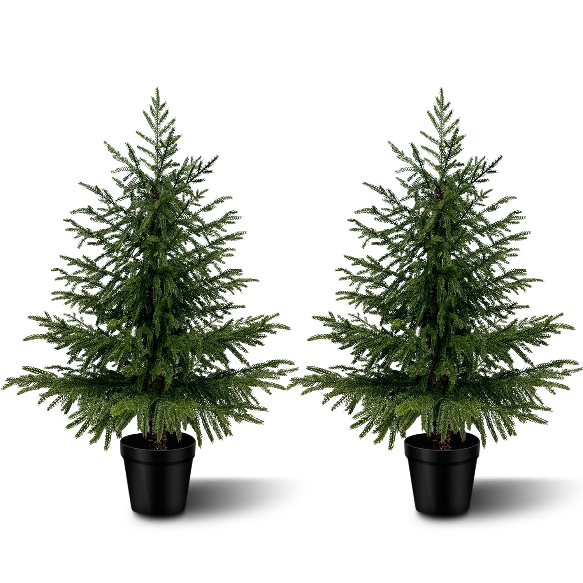 Artificial Norfolk Pine Christmas Tree With Natural Look\uff08Set Of 2\uff09 (Set of 2) | Wayfair North America