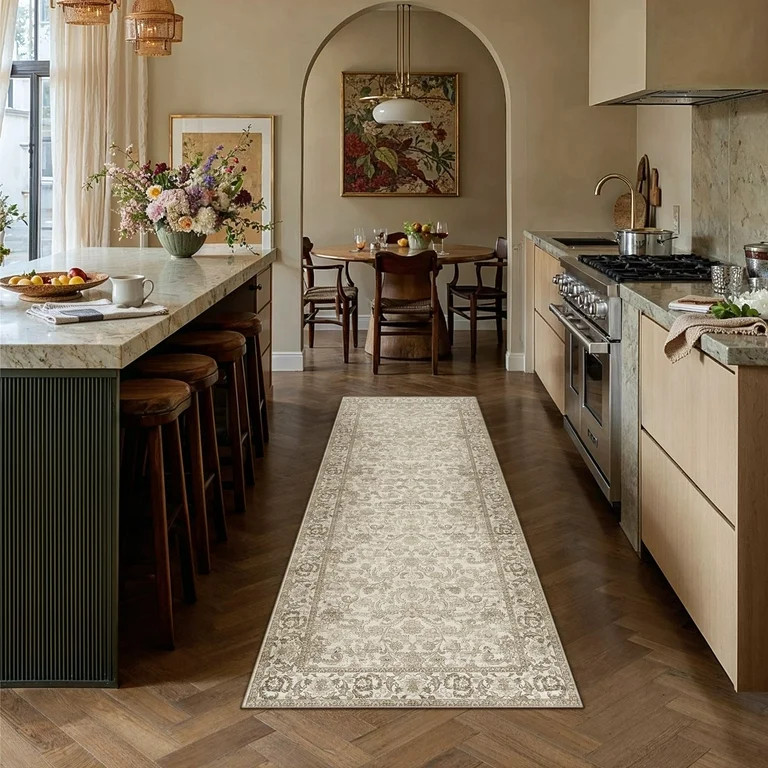 BERTHMEER 2'x6' Washable Runner Rugs for Hallway Bathroom Bedroom Entryway Kitchen Non Slip Brown... | Walmart (US)