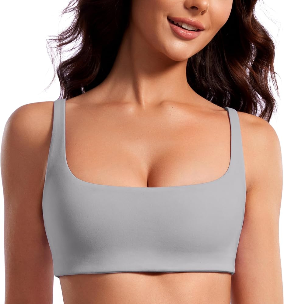 CRZ YOGA Butterluxe Spaghetti Strap Sports Bras for Women - Square Neck Yoga Wireless Bra Padded ... | Amazon (US)