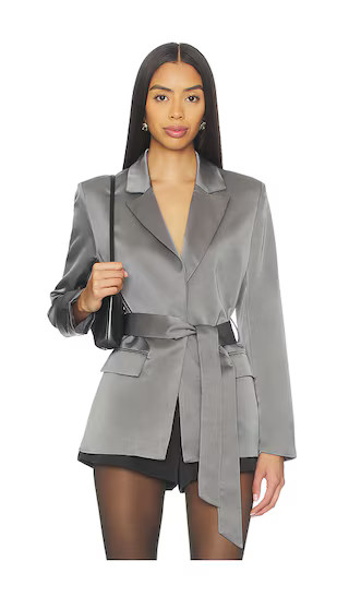 Marilyn Tie Blazer in Grey | Revolve Clothing (Global)