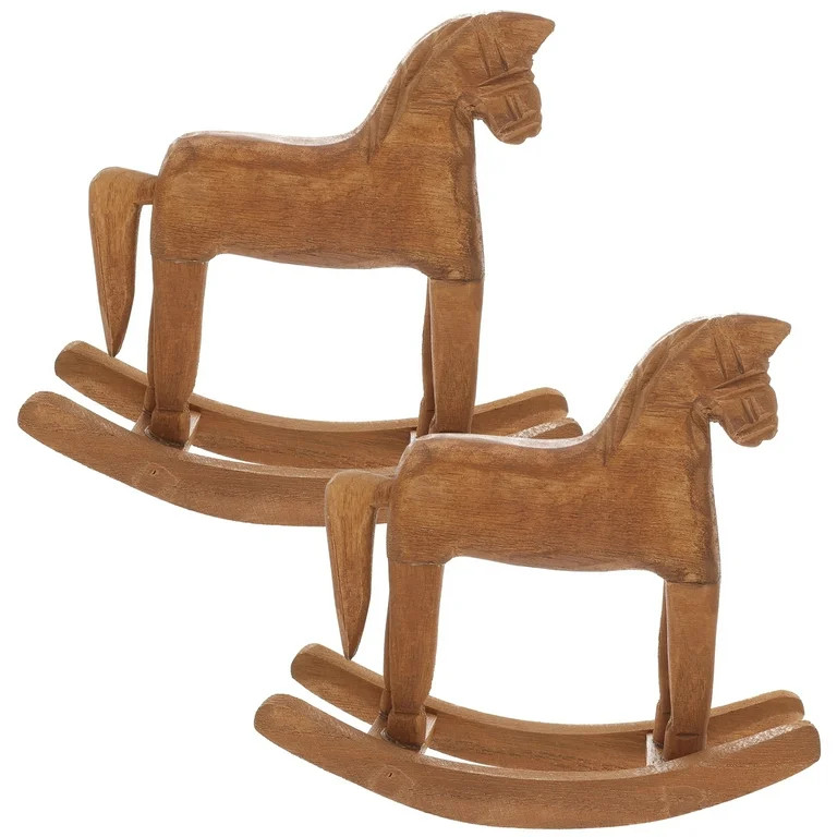 Sipeihong Wooden Rocking Horse Figurines for Kids Room Decor (2pcs) | Walmart (US)
