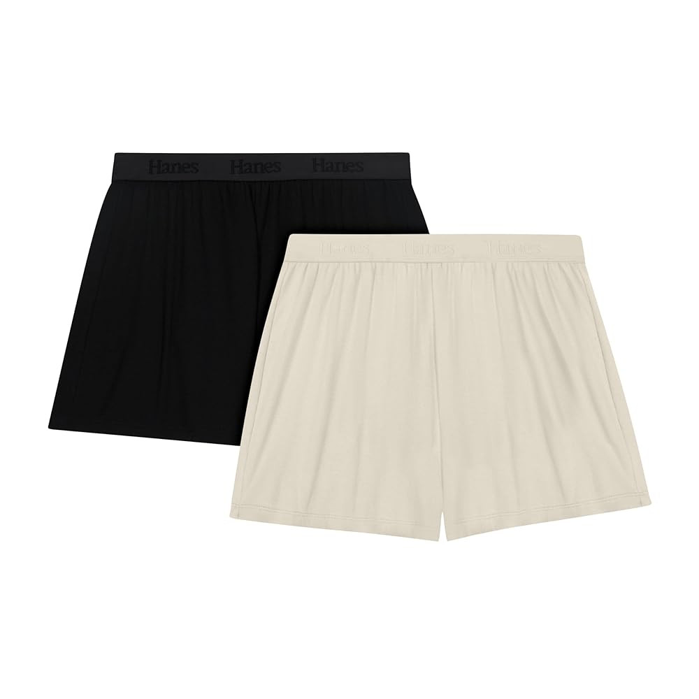 Hanes Women's Originals Sleep, 2-Pack, Comfywear Supersoft Rib Lounge Shorts, Loungewear Pack | Amazon (US)