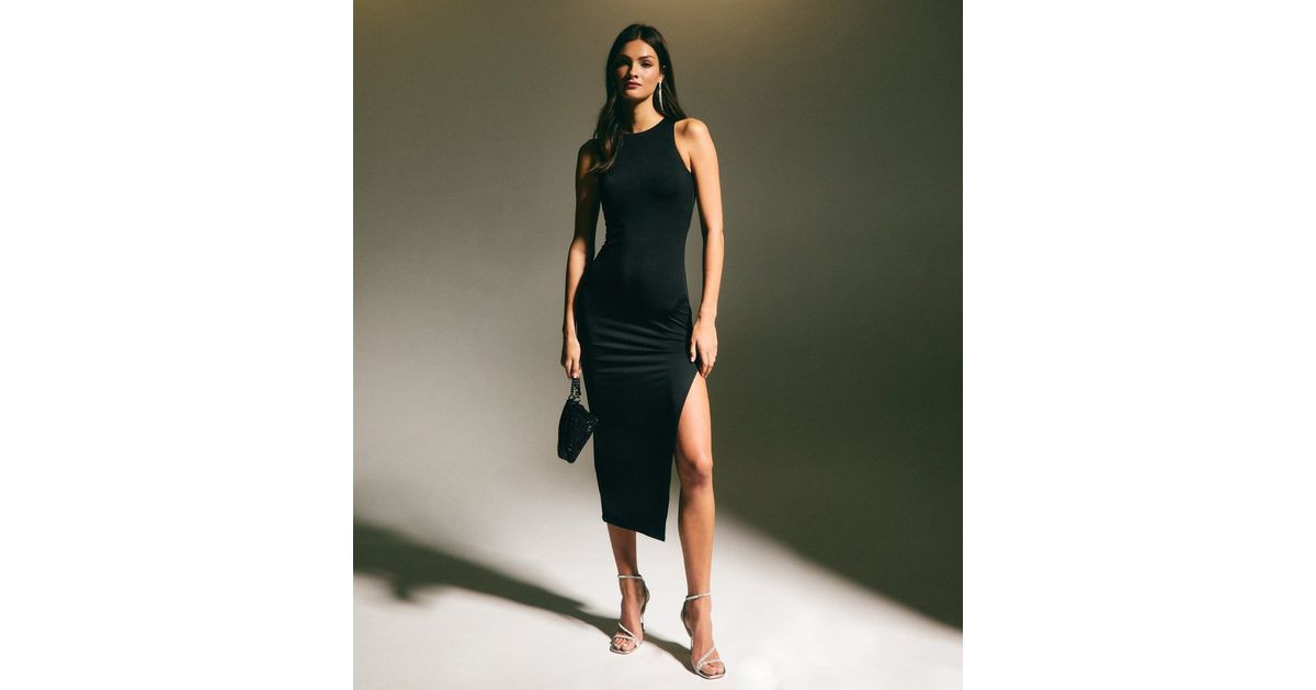 Black Sleeveless Side Split Midi Dress
						
						Add to Saved Items
						Remove from Saved It... | New Look (UK)