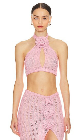 MAJORELLE Stella Rosette Top in Pink. - size M | Revolve Clothing (Global)