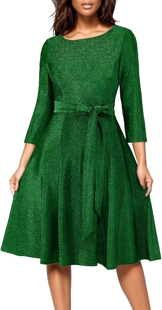 DRESSTELLS Cocktail Dress for Women, Vintage Modest Wedding Guest 3/4 Sleeves Fall Dresses 2024, ... | Amazon (US)