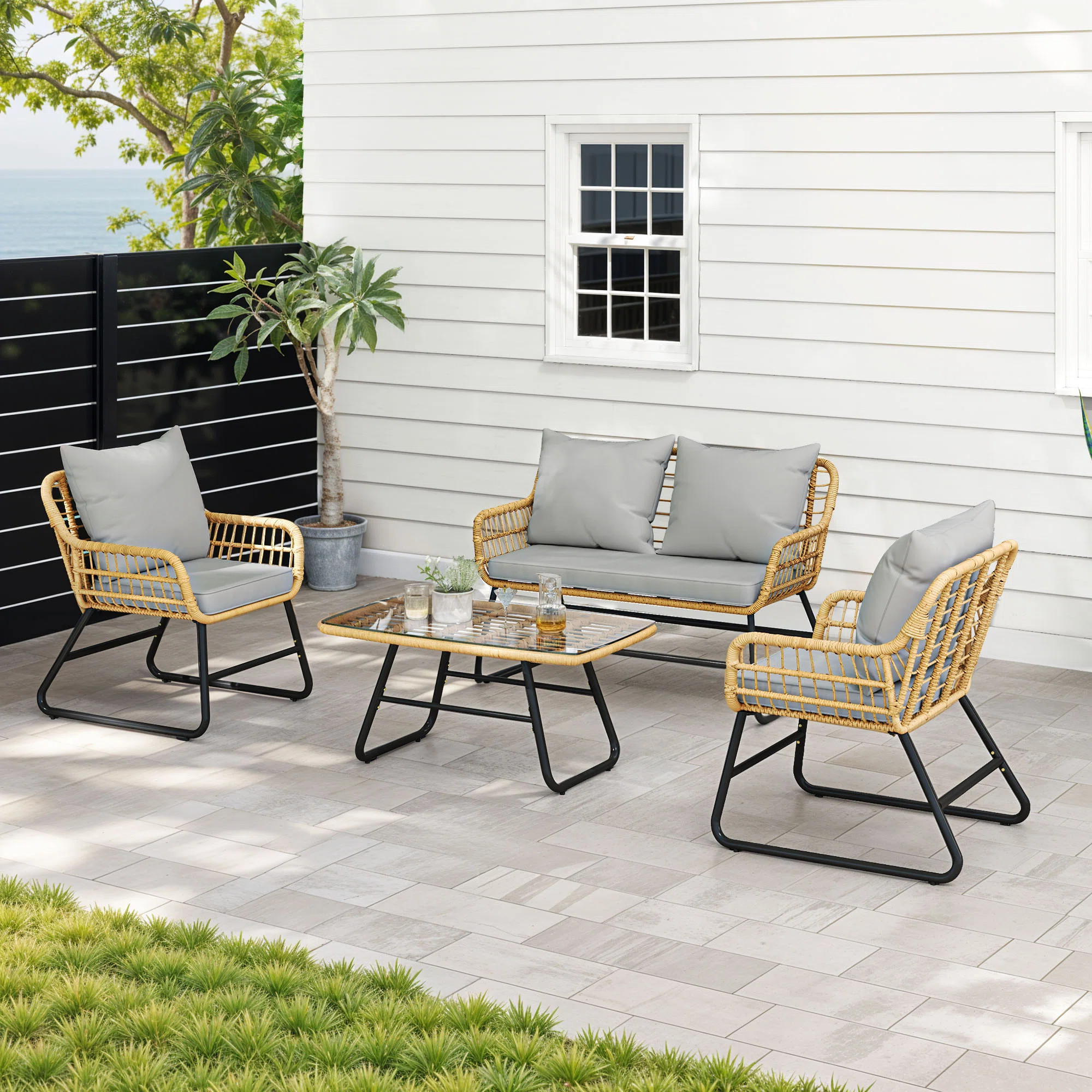 Lodena 4 - Person Patio Conversation Sets with Cushions | Wayfair North America