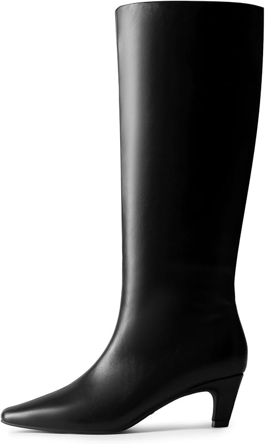 DREAM PAIRS Women Knee High Boots 2 Inch Kitten Heel Fashion Square Toe Wide Calf Long Boots | Amazon (US)