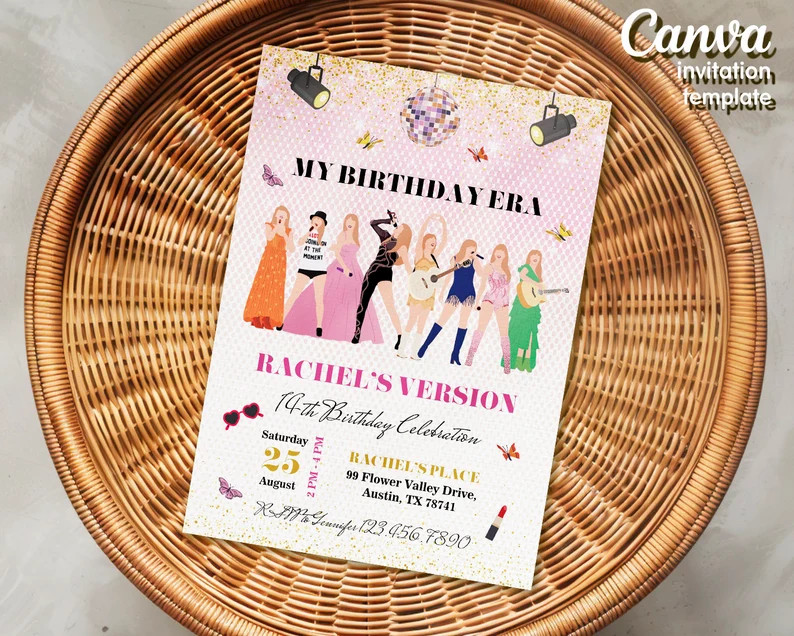The Eras Tour Birthday Party, Printable Taylor Swift Birthday Invite, Music Girl Birthday Invitat... | Etsy (US)