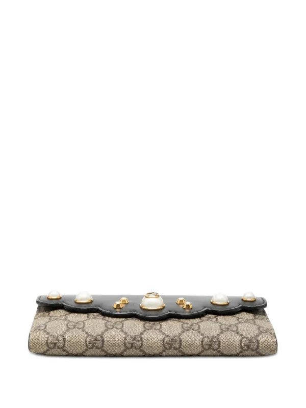 2000-2015 GG Supreme Pearl Studded Peony Wallet long wallets | Farfetch Global