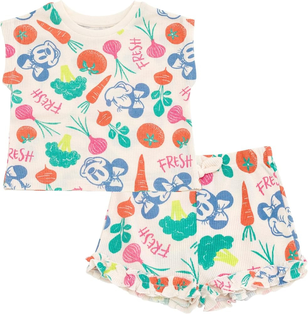 Disney Waffle Knit T-Shirt and Shorts Outfit Set Newborn to Little Kid Sizes (0-3 Months - 5) | Amazon (US)