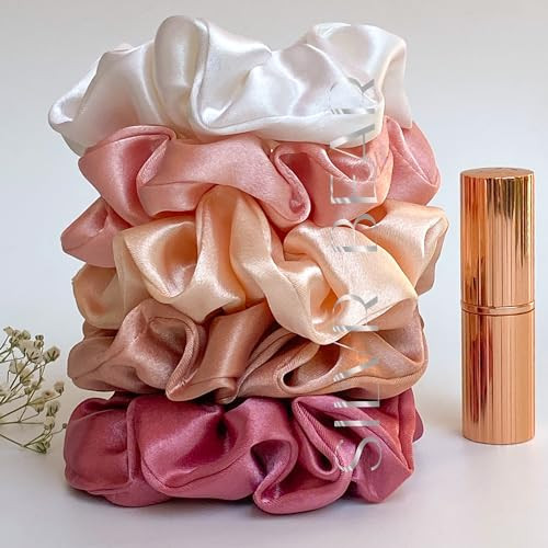 SILVR BEAR Luxury Satin Scrunchies and Hair Ties, Softer than Silk for Thick, Curly, or Thin Hair, Perfect for Women and Girls (Rose Collection) | Amazon (US)