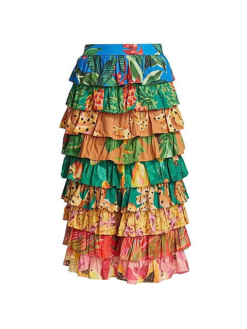 Mixed Prints Multi Layered Midi Skirt | Saks Fifth Avenue