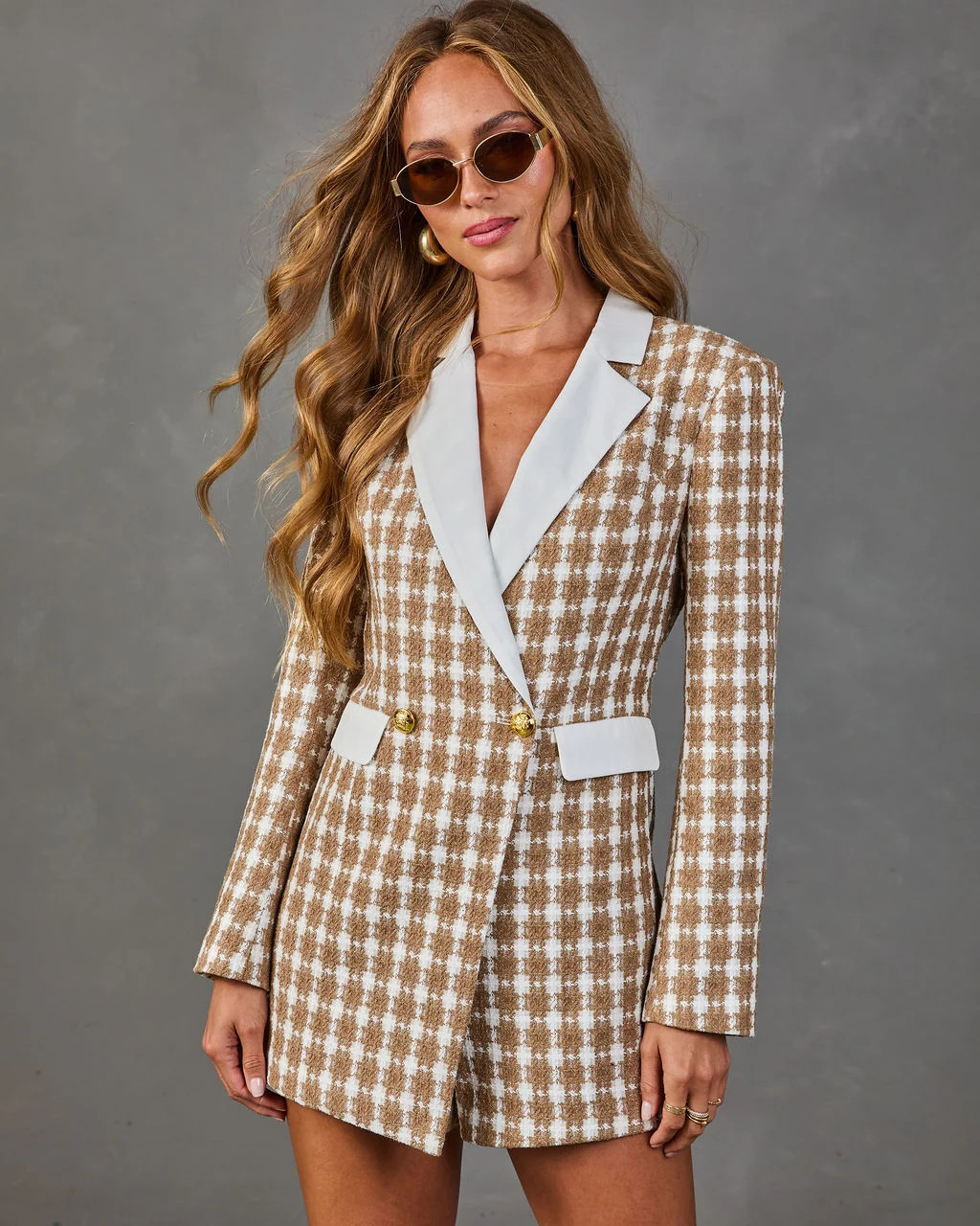 Jules Tweed Plaid Blazer Romper | VICI