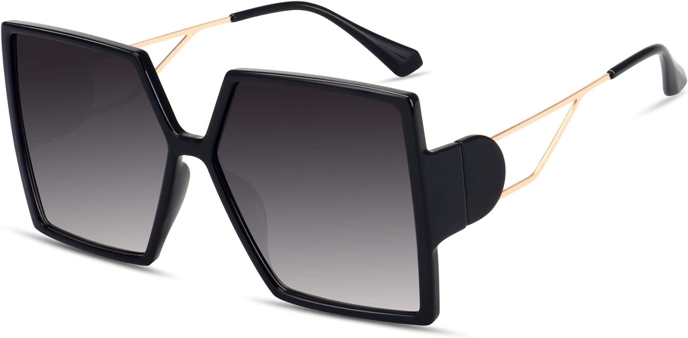 Oversized Square Sunglasses for Women Fashion Large Shield Shades UV400 Protection | Amazon (US)