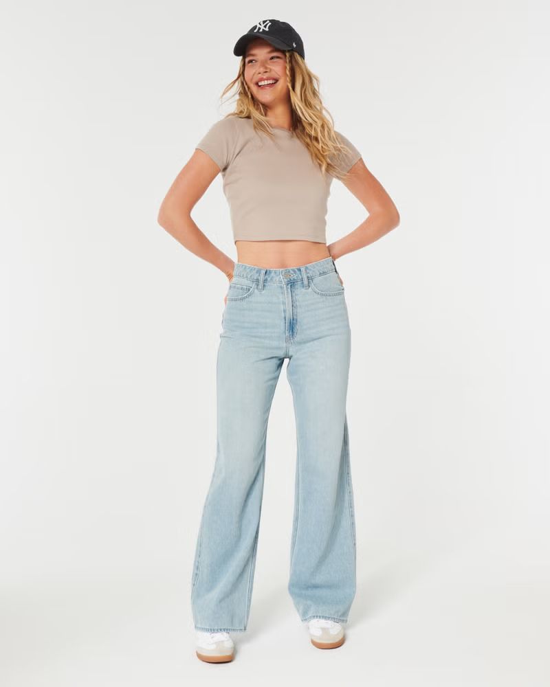 Women's Ultra High-Rise Light Wash Baggy Jeans | Women's Bottoms | HollisterCo.com | Hollister (US)