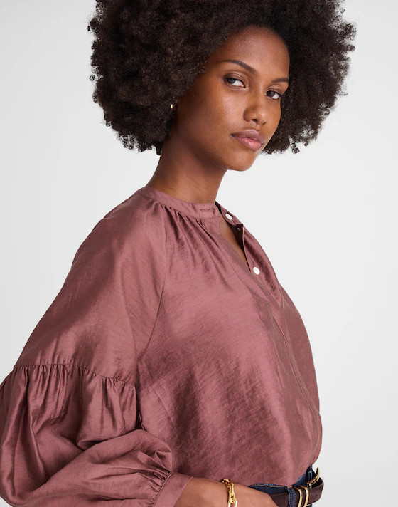 Shirred Balloon-Sleeve Top | Madewell