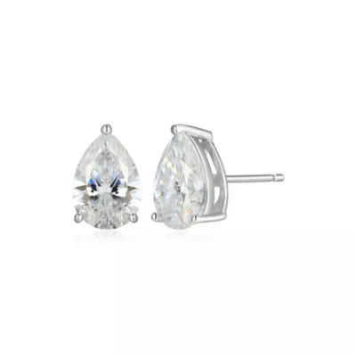 Aurealis Lab Created 3.86 cttw Moissanite Pear Stud Earrings 18K Yellow Gold or Platinum Plated Sterling Silver | Belk