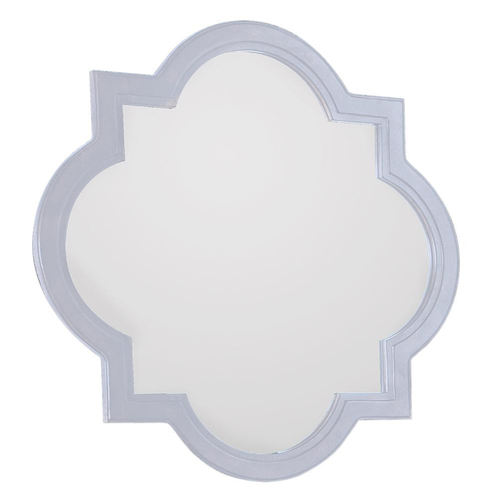 34 in. x 34 in. White Quatrefoil Mirror | The Home Depot