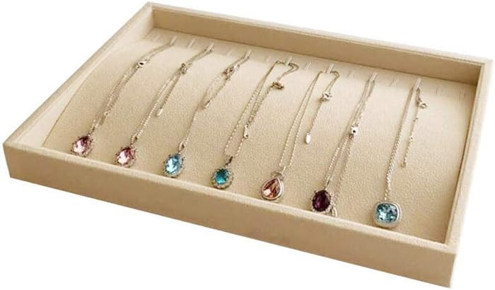 Premium Grade Beige Velvet Jewelry Organization Tray Necklace Watch Chain Bracelet Organizer Show... | Amazon (US)