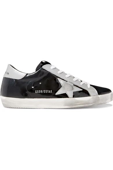 Superstar distressed metallic and patent-leather sneakers | NET-A-PORTER (US)