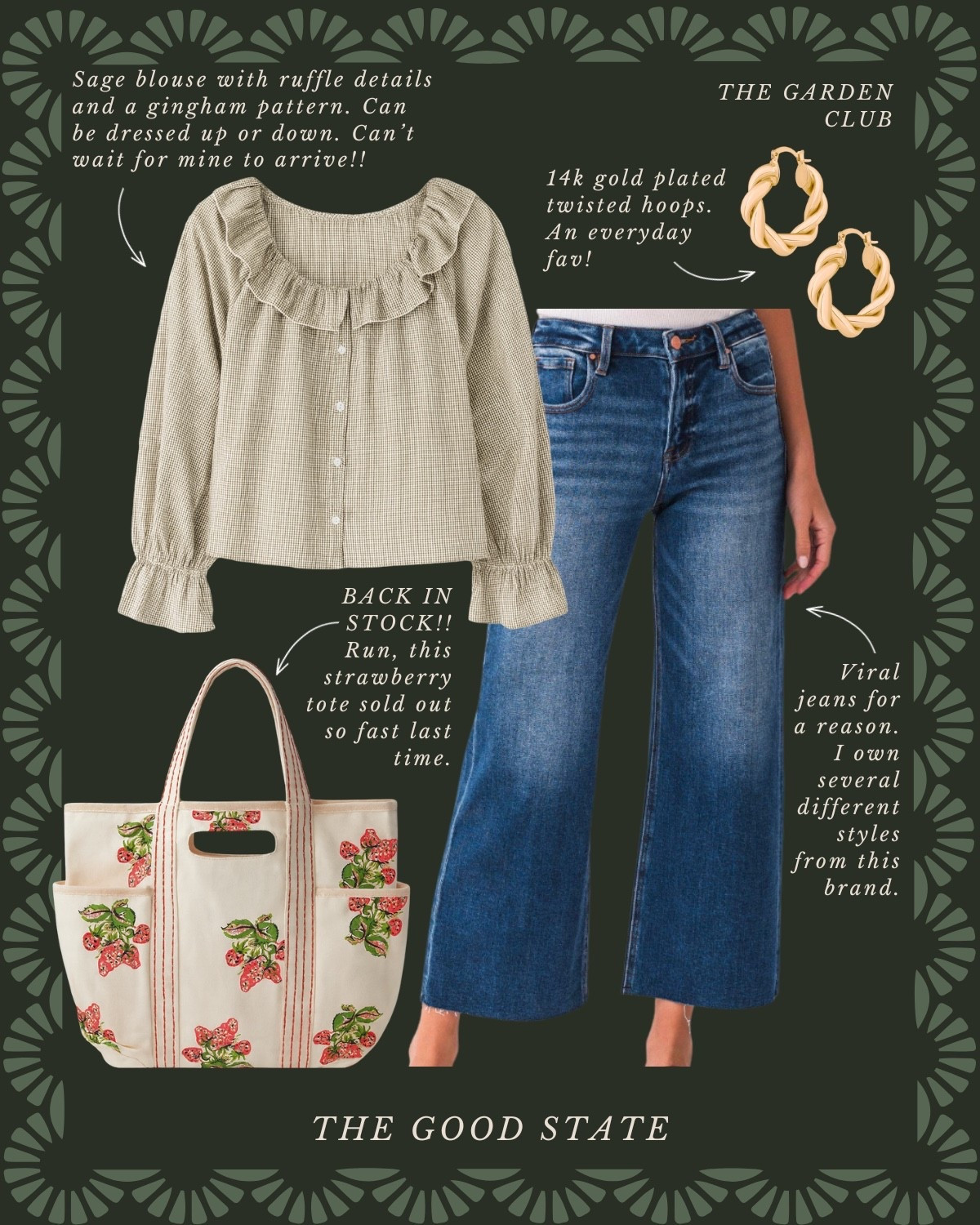 This collection is for the garden girlies who find joy in being outside—no matter the weather or the season. For the ladies and who have all the old Martha Stewart magazines and who love layering denim on denim like we did in the 90s. This is for the barn jacket lovers, flowy dress wearers and those who own all things floral. This is for the early risers and for the ladies gathered around the table late into the night with good friends and good wine. This collection is for the ladies giving gardening a try for the first time and for those who have poured their heart and soul into the same garden for years. For the women who believe tending to the soil in their garden and tending to the hearts in their home is a sacred thing.
Whether you're harvesting herbs or grabbing a pastry at the farmer's market, these cozy classics will carry you through the season ahead. Add a raffia hat, monogrammed ring, botanical serum, or the perfect floral scarf—and you're officially a member of the Garden Club 🌻

#amazonfashion #ltk #ltkstyletip #ltkunder50 #ltksalealert #farmersmarket #slowliving #romantizeyourlife #farmersmarketlove #gardeninglove #outfitideas #90sera #90style #90saesthetic #ralphlauren #fallfashion #falloutfit #marthastewart #inagarten #90sera #90style #90saesthetic #fallstyle #autumnstyle 

#LTKSaleAlert #LTKFindsUnder50 #LTKStyleTip