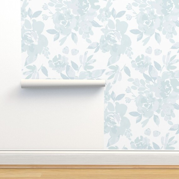 Floral Wallpaper  Ibd Bailee Blue Roses Jumbo by - Etsy | Etsy (US)